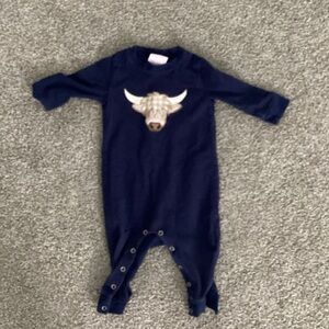 EUC Stitchy Fish 9M navy onesie